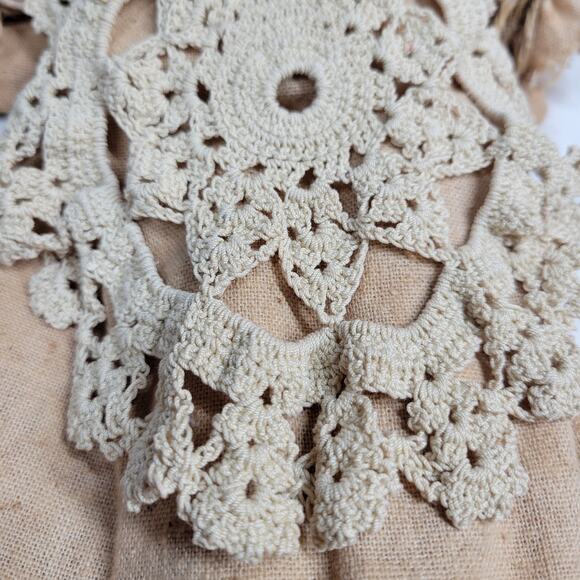 Vintage Folk Art Primitive Angel Doll 11" Handmade Crochet Christmas Ornament - Picture 5 of 12